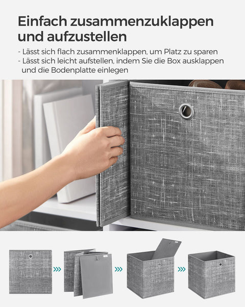 Rootz 6 Pack Mottled Gray Storage Box Set - Cardboard Organizer - Non-Woven Fabric Bins - Lightweight and Durable - Easy Assembly - 33cm x 33cm x 33cm