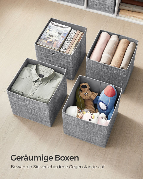 Rootz 6 Pack Mottled Gray Storage Box Set - Cardboard Organizer - Non-Woven Fabric Bins - Lightweight and Durable - Easy Assembly - 33cm x 33cm x 33cm