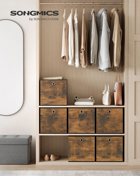 Rootz 6 Pack Storage Box Set - Cardboard File Boxes - Non-Woven Bins - Lightweight - 30cm x 30cm x 30cm