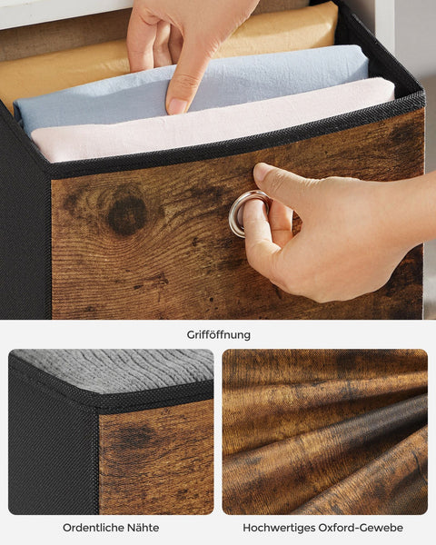 Rootz 6 Pack Storage Box Set - Cardboard File Boxes - Non-Woven Bins - Lightweight - 30cm x 30cm x 30cm