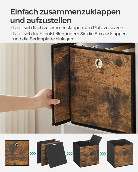 Rootz 6 Pack Storage Box Set - Cardboard File Boxes - Non-Woven Bins - Lightweight - 30cm x 30cm x 30cm