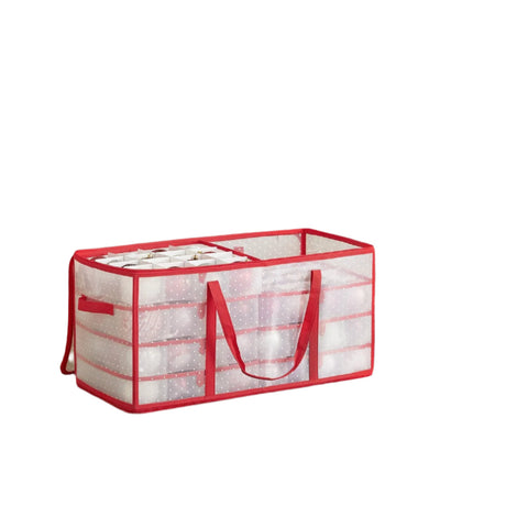 Rootz Christmas Balls Storage Box - Holiday Ornament Organizer - Cherry Red Container - 128 Compartments - 64.5cm x 33.5cm x 34cm
