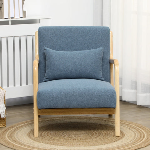 Rootz Scandi Design Armchair - Accent Chair - Lounge Chair - Optimal Comfort - Reliable Stability - Floor Protection - 66cm x 80cm x 77.5cm - Linen & Eucalyptus Wood