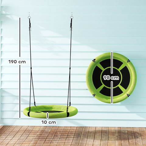 Rootz Round Garden Swing - Nest Swing - Basket Seat - 150 kg Resilient - Ø98 x 190h cm