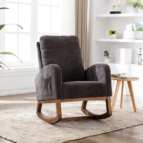 Rootz Mid-Century Modern Rocking Chair - Rocker - Relax Chair - Thick Foam Padding - 69x94x101 cm