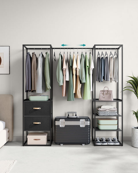 Rootz Wardrobe Storage Organizer - Closet Organizer - Large Capacity - Steel & MDF - 40cm x (150-180cm) x 180cm