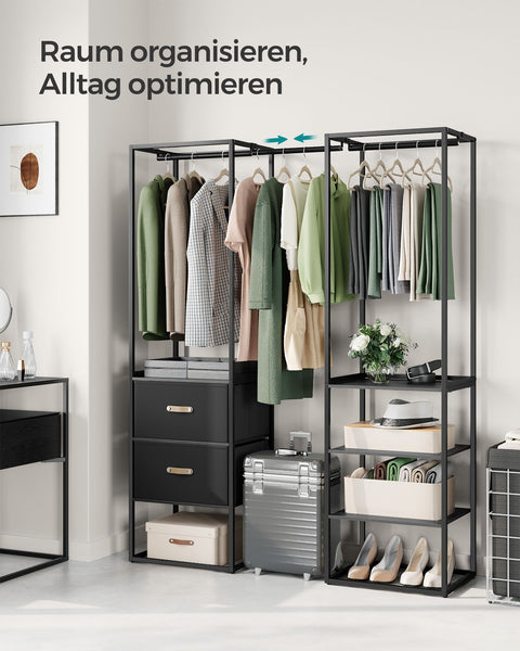 Rootz Wardrobe Storage Organizer - Closet Organizer - Large Capacity - Steel & MDF - 40cm x (150-180cm) x 180cm