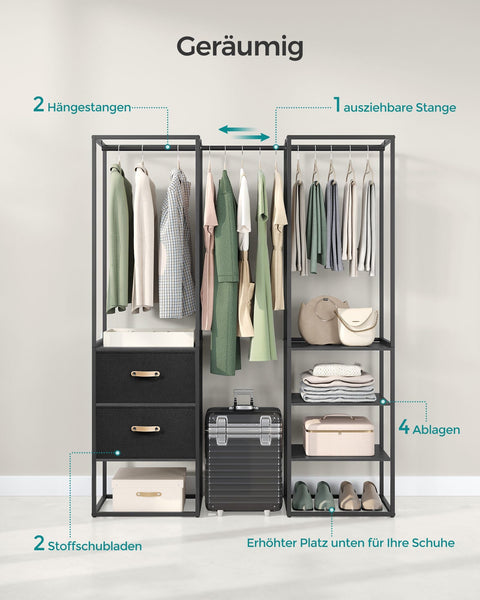 Rootz Wardrobe Storage Organizer - Closet Organizer - Large Capacity - Steel & MDF - 40cm x (150-180cm) x 180cm