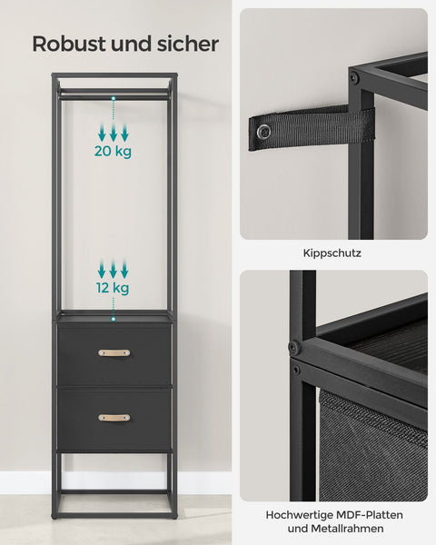 Rootz Wardrobe Storage Organizer - Closet Organizer - Large Capacity - Steel & MDF - 40cm x (150-180cm) x 180cm