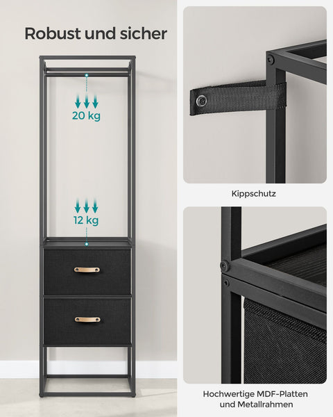Rootz Wardrobe Storage Organizer - Closet Organizer - Large Capacity - Steel & MDF - 40cm x (150-180cm) x 180cm