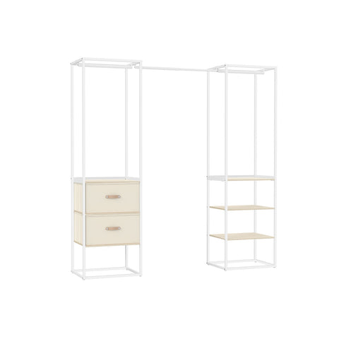 Rootz Open Wardrobe - Portable Closet - Storage Organizer - Steel Frame - 40cm x (150-180cm) x 180cm - Natural Beige