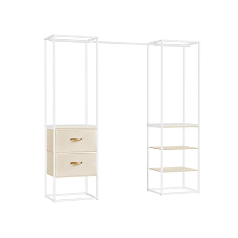 Rootz Open Wardrobe - Portable Closet - Storage Organizer - Steel Frame - 40cm x (150-180cm) x 180cm - Natural Beige