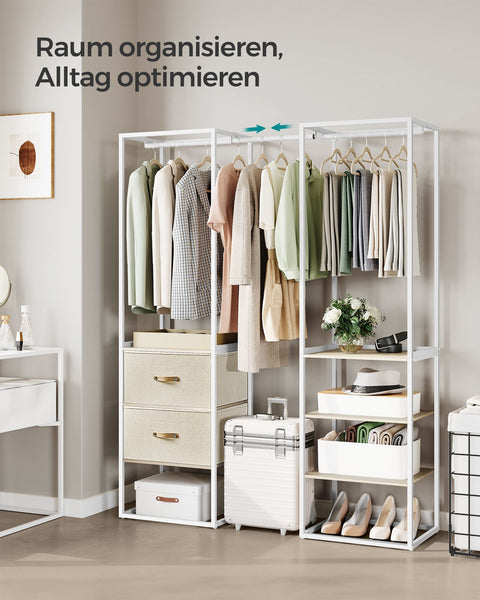 Rootz Open Wardrobe - Portable Closet - Storage Organizer - Steel Frame - 40cm x (150-180cm) x 180cm - Natural Beige