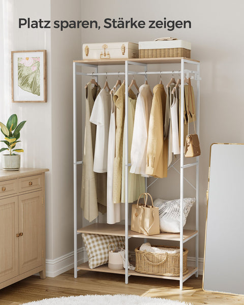 Rootz Clothes Rack Organizer - Garment Rack - Wardrobe Stand - Steel Chipboard - Heavy Duty - Natural Beige - 40cm x 94.5cm x 180cm