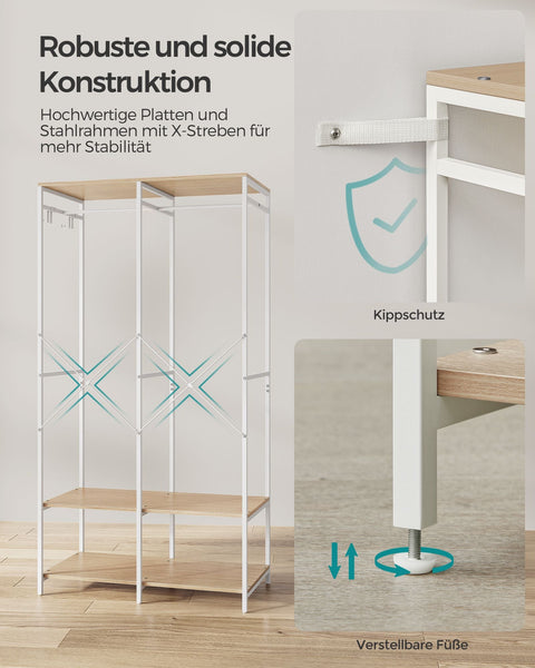 Rootz Clothes Rack Organizer - Garment Rack - Wardrobe Stand - Steel Chipboard - Heavy Duty - Natural Beige - 40cm x 94.5cm x 180cm