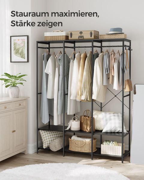 Rootz Clothes Rack - Garment Organizer - Wardrobe Stand - Steel Chipboard - Heavy Duty - 40cm x 141cm x 180cm