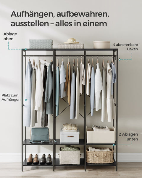 Rootz Clothes Rack - Garment Organizer - Wardrobe Stand - Steel Chipboard - Heavy Duty - 40cm x 141cm x 180cm