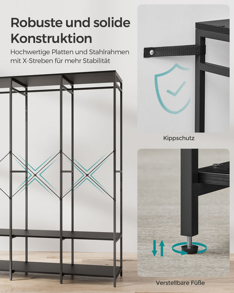 Rootz Clothes Rack - Garment Organizer - Wardrobe Stand - Steel Chipboard - Heavy Duty - 40cm x 141cm x 180cm