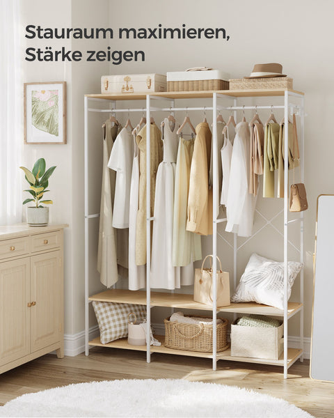 Rootz Clothes Rack Organizer - Garment Stand - Wardrobe Storage - Steel Chipboard - 40cm x 141cm x 180cm