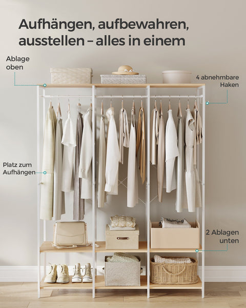 Rootz Clothes Rack Organizer - Garment Stand - Wardrobe Storage - Steel Chipboard - 40cm x 141cm x 180cm