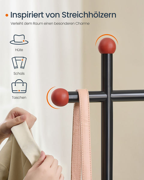 Rootz Cloakroom Stand with 6 Shelves - Wardrobe Organizer - Shelf Unit - Brown and Black - Durable Steel, Chipboard - 33.8x163.6x175.3 cm