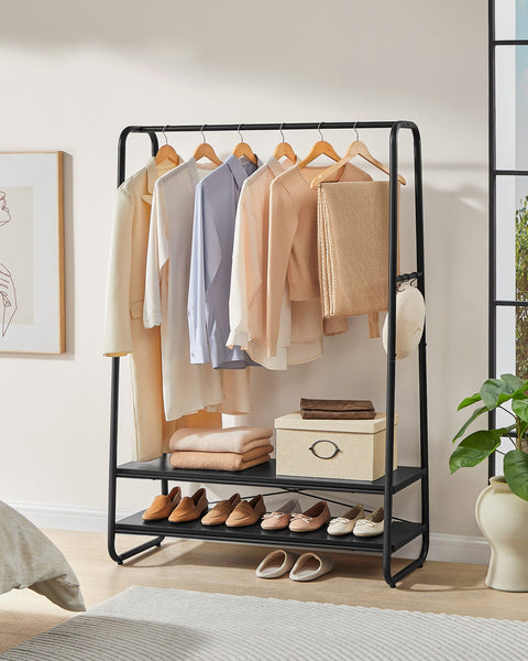 Rootz Clothing Rack - Wardrobe Stand - Garment Organizer - Chipboard & Steel - 45cm x 100cm x 160cm - Ebony Black Finish - 13.3kg