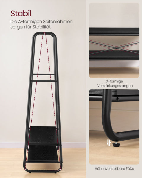 Rootz Clothing Rack - Wardrobe Stand - Garment Organizer - Chipboard & Steel - 45cm x 100cm x 160cm - Ebony Black Finish - 13.3kg