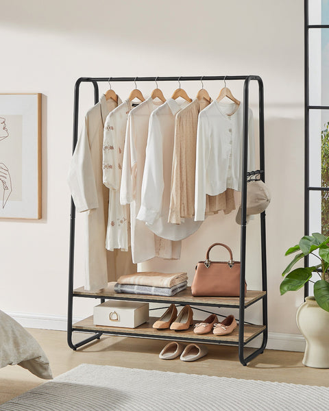 Rootz Clothing Rack - Garment Organizer - Wardrobe Stand - Chipboard & Steel - 45cm x 100cm x 160cm - Turquoise Brown/Matte Black