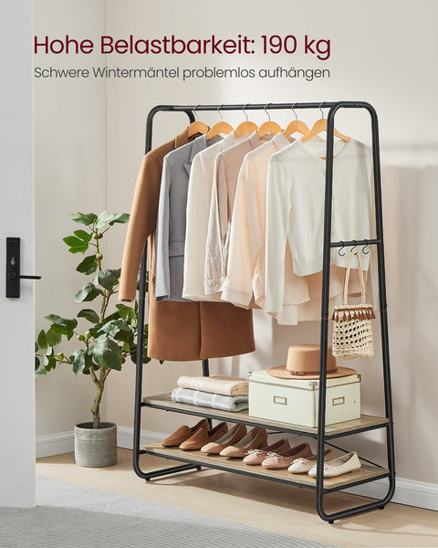 Rootz Clothing Rack - Garment Organizer - Wardrobe Stand - Chipboard & Steel - 45cm x 100cm x 160cm - Turquoise Brown/Matte Black