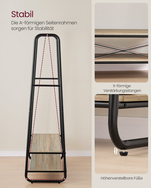 Rootz Clothing Rack - Garment Organizer - Wardrobe Stand - Chipboard & Steel - 45cm x 100cm x 160cm - Turquoise Brown/Matte Black