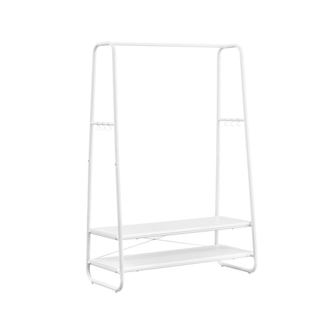 Rootz Clothes Rack - Garment Organiser - 2 Tier Clothing Stand - Chipboard and Steel - 45cm x 100cm x 160cm - Cloud White-Matte White