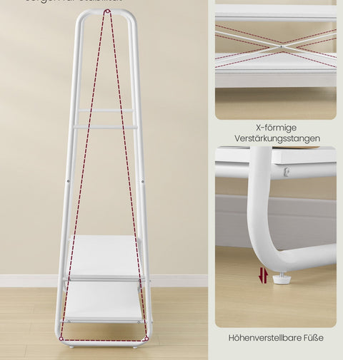 Rootz Clothes Rack - Garment Organiser - 2 Tier Clothing Stand - Chipboard and Steel - 45cm x 100cm x 160cm - Cloud White-Matte White