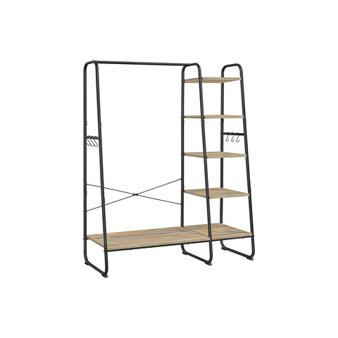 Rootz Garment Rack - Wardrobe Stand - Clothes Organizer - Chipboard - Steel - 45cm x 120cm x 160cm - Turquoise Brown-Matte Black