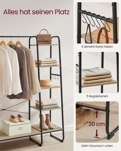 Rootz Garment Rack - Wardrobe Stand - Clothes Organizer - Chipboard - Steel - 45cm x 120cm x 160cm - Turquoise Brown-Matte Black