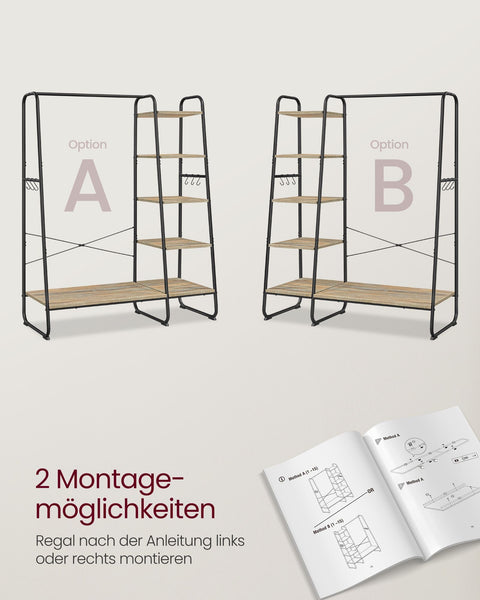Rootz Garment Rack - Wardrobe Stand - Clothes Organizer - Chipboard - Steel - 45cm x 120cm x 160cm - Turquoise Brown-Matte Black