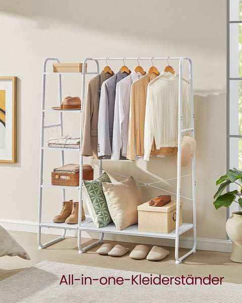 Rootz Clothes Rack - Garment Stand - Space-Saving Wardrobe - Steel Frame - Chipboard Shelves - 45cm x 120cm x 160cm