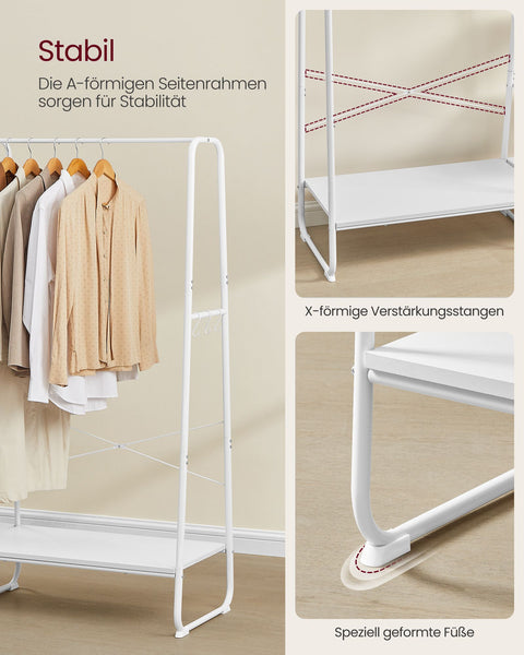 Rootz Clothes Rack - Garment Stand - Space-Saving Wardrobe - Steel Frame - Chipboard Shelves - 45cm x 120cm x 160cm