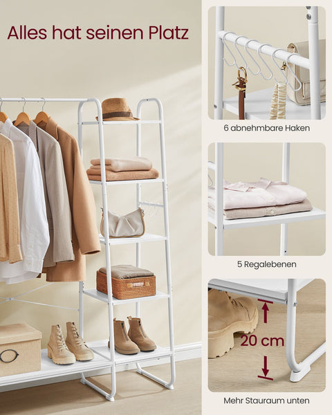 Rootz Clothes Rack - Garment Stand - Space-Saving Wardrobe - Steel Frame - Chipboard Shelves - 45cm x 120cm x 160cm