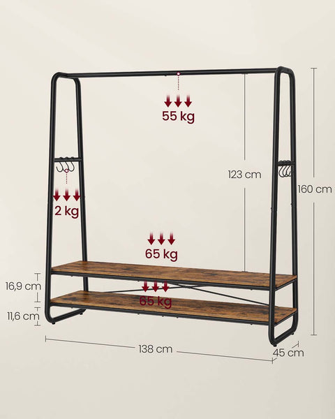 Rootz Clothing Staircase - Garment Organizer - Wardrobe Rack - Space-Saving - 45cm x 138cm x 160cm