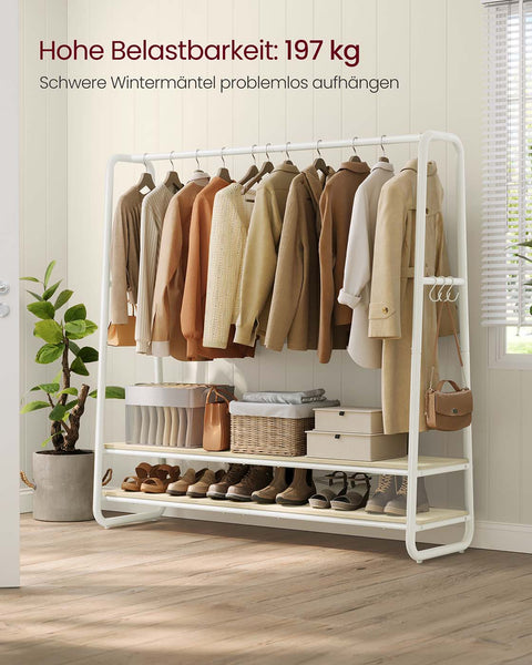 Rootz Clothing Staircase - Garment Rack - Storage Organizer - 197kg Capacity - Brown, White - 45cm x 138cm x 160cm