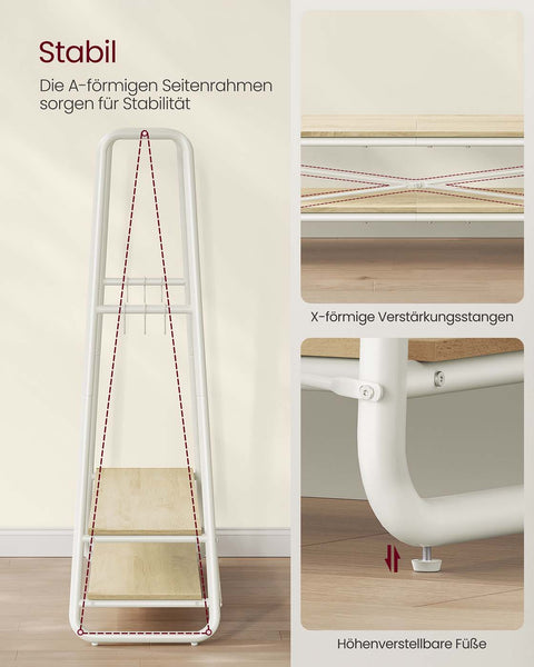 Rootz Clothing Staircase - Garment Rack - Storage Organizer - 197kg Capacity - Brown, White - 45cm x 138cm x 160cm