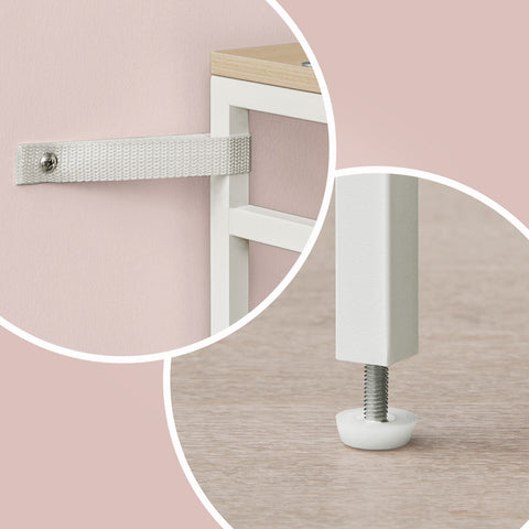 Rootz Clothing Staircase - Apparel Organizer - Garment Rack - Durable Storage - Steel & Wooden Chipboard - 40cm x 141cm x 180cm - White, Brown