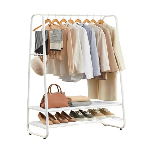 Rootz White Wardrobe Stand - Clothes Rack - Garment Organizer - Space-Saving Storage - 45cm x 100cm x 160cm