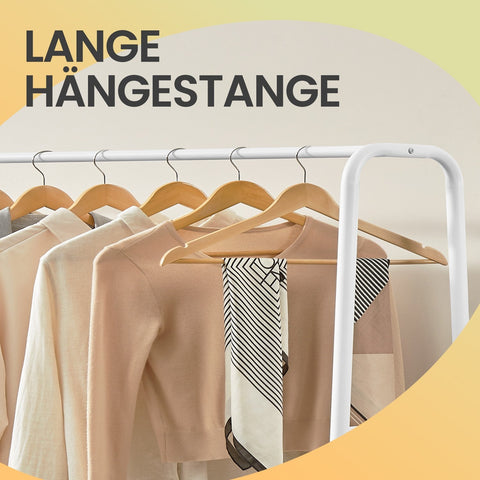 Rootz White Wardrobe Stand - Clothes Rack - Garment Organizer - Space-Saving Storage - 45cm x 100cm x 160cm