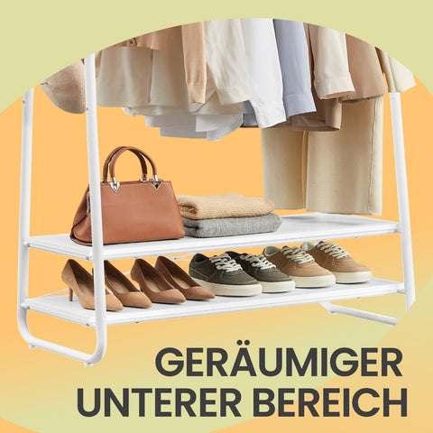 Rootz White Wardrobe Stand - Clothes Rack - Garment Organizer - Space-Saving Storage - 45cm x 100cm x 160cm