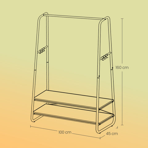 Rootz White Wardrobe Stand - Clothes Rack - Garment Organizer - Space-Saving Storage - 45cm x 100cm x 160cm