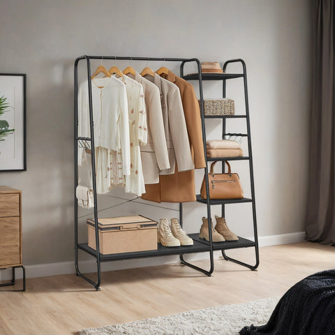 Rootz Clothing Staircase - Garment Rack - Wardrobe Organizer - Black - Max Load 220kg - 45cm x 120cm x 160cm