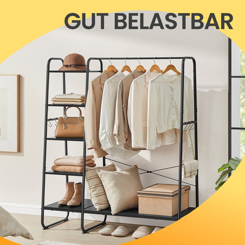 Rootz Clothing Staircase - Garment Rack - Wardrobe Organizer - Black - Max Load 220kg - 45cm x 120cm x 160cm