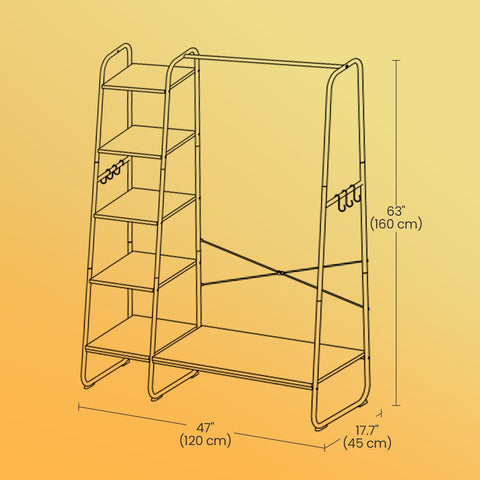 Rootz Clothing Staircase - Garment Rack - Wardrobe Organizer - Black - Max Load 220kg - 45cm x 120cm x 160cm