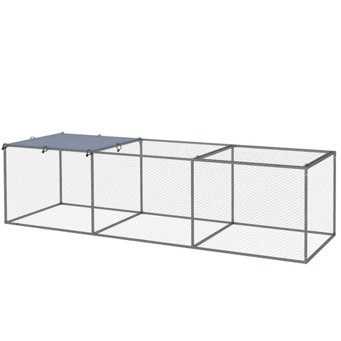 Rootz Enclos Poulailler Cage - Rabbit Hutch - Small Animal Pen - Galvanized Steel - 3m x 1m x 0.8m for Safe Outdoor Fun